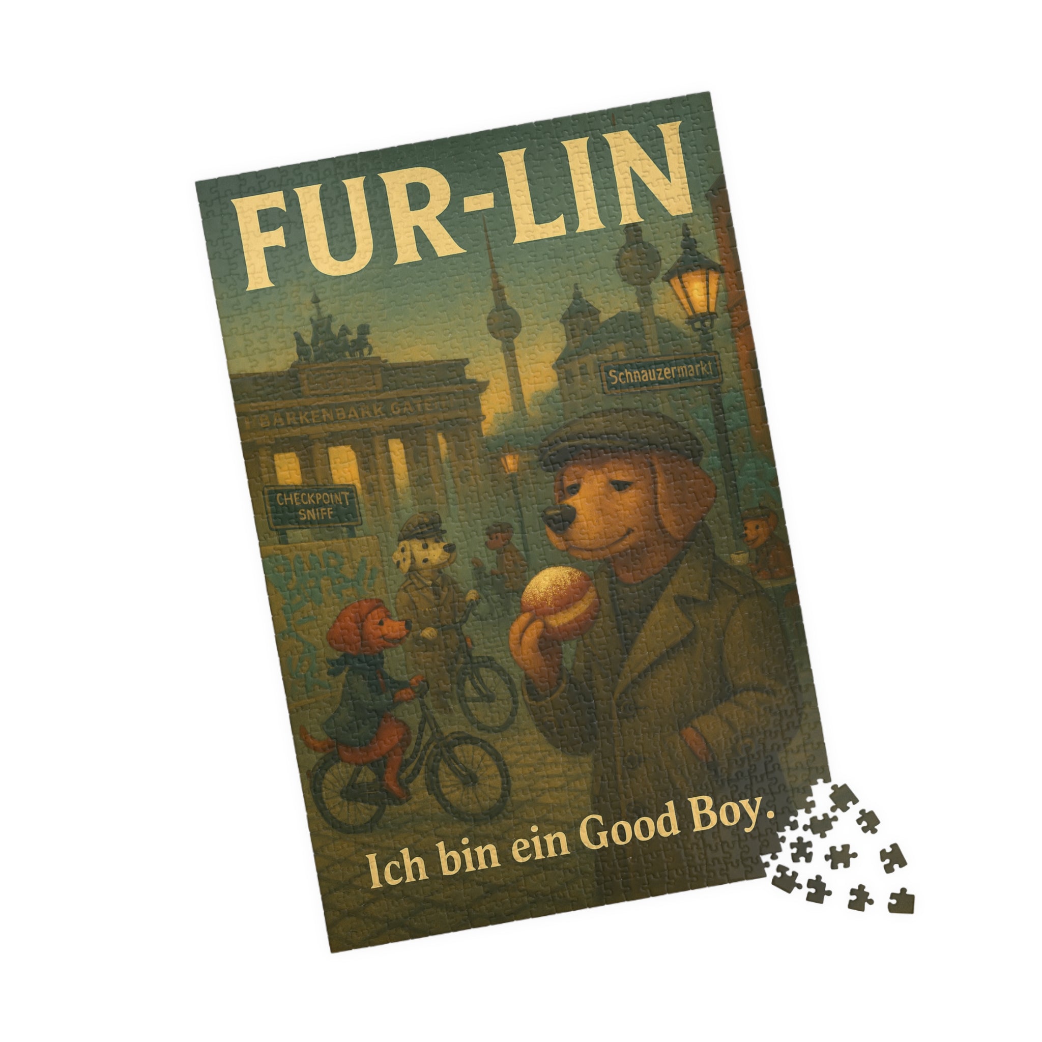 Furlin Vintage Travel Poster Puzzle – Funny Dog Puzzle Inspired by Berlin – 1,014 Pieces